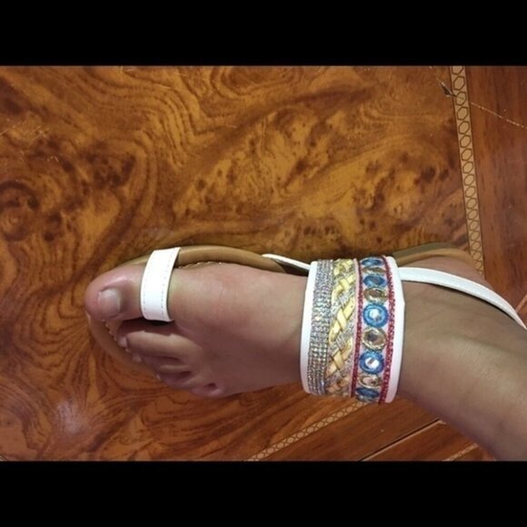 SIZE 10 Sling Back Toe Ring Boho Flats - Picture 7 of 8